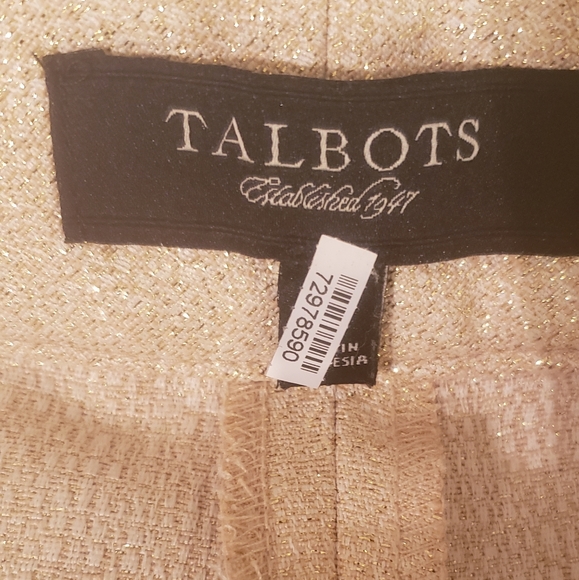 Talbots 2pc Blazer And Pant Set Metallic Gold Cotton Blend Sz 2 Holiday Formal - Picture 8 of 16